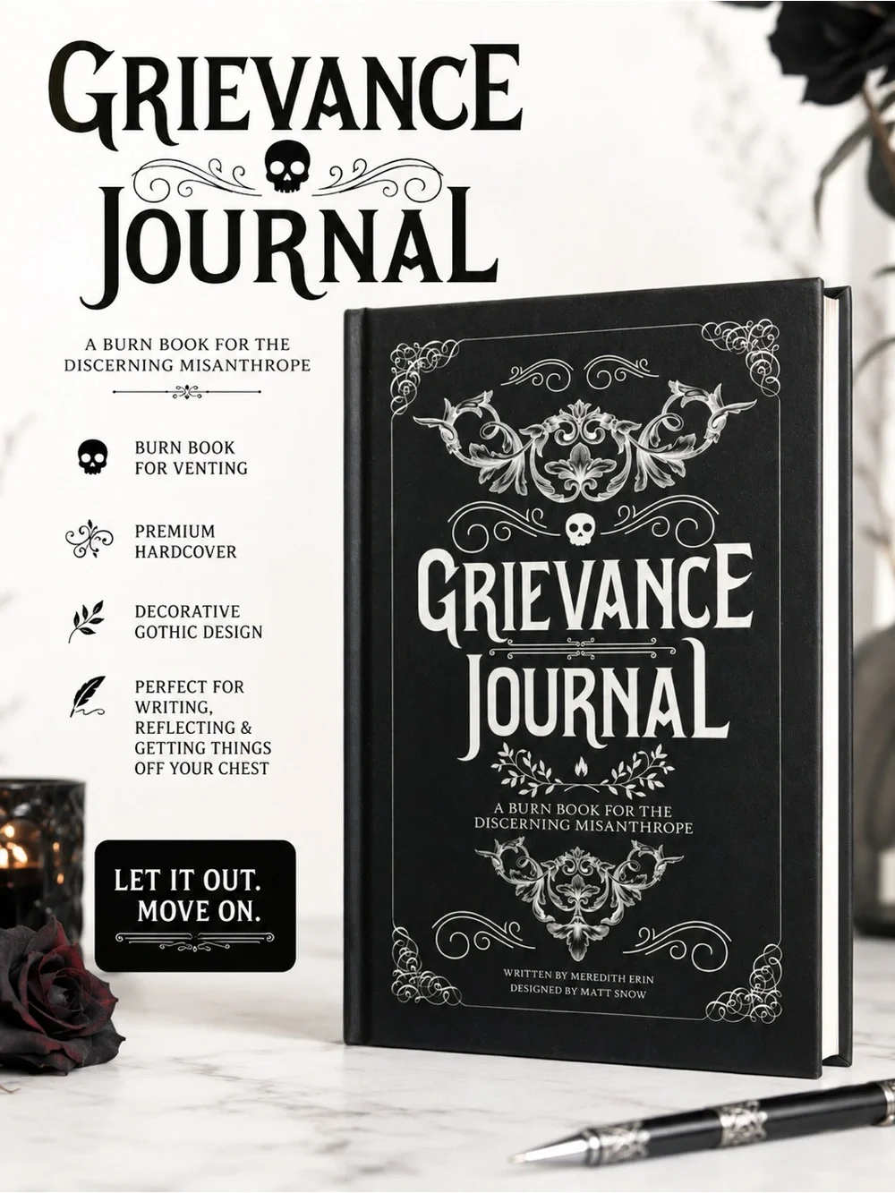 Grievance Journal Hardcover Notebook - Black Gothic Design